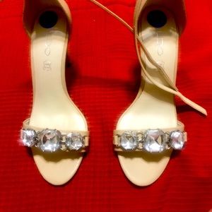 ALDO 3 embellished stones open toe stiletto heel